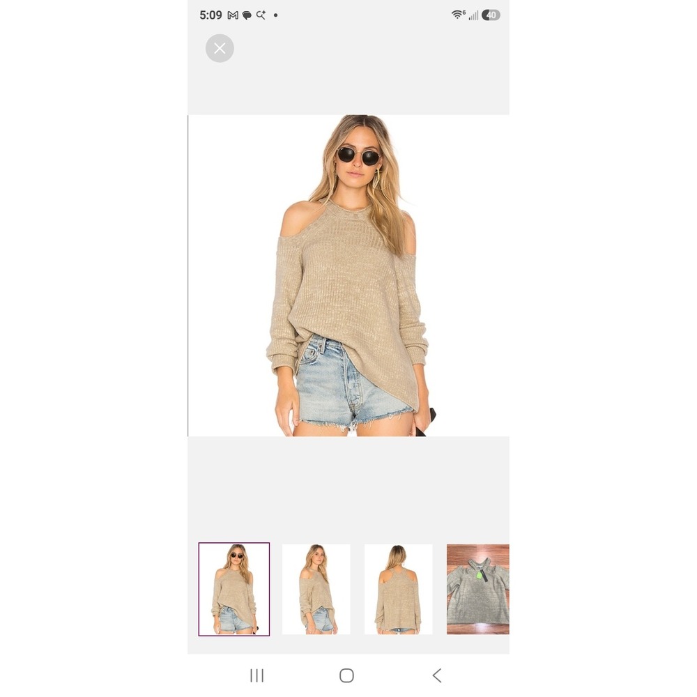 n/p New Prospects Women Oatmeal Cold Shoulder Ribbed Knit Sweater One Size